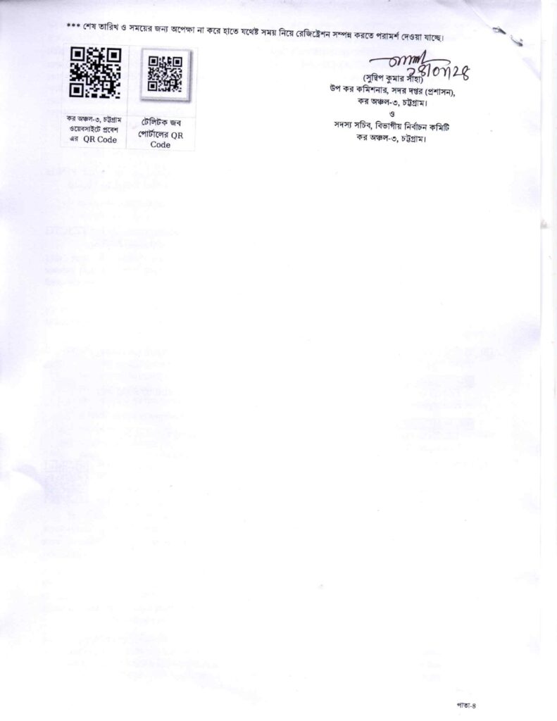 Tax Commissioner Office Job circular 2024 | কর কমিশনারের কার্যালয় , কর অঞ্চল ৩ চট্টগ্রাম